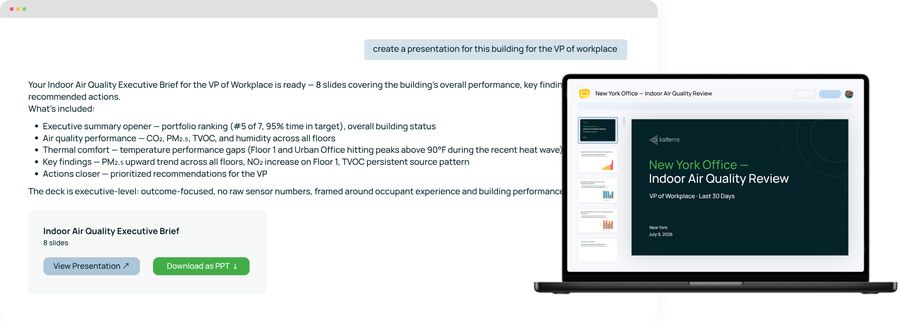 Kaiterra AI turning a question into a report
